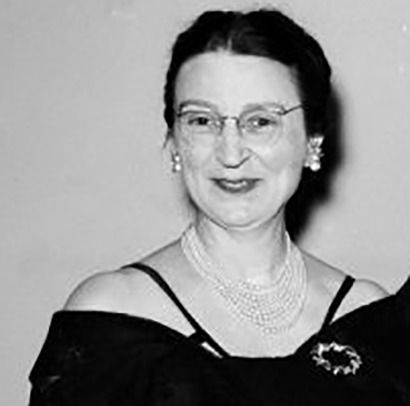 Image description: A black-and-white portrait-style photo of Ineva Reilly Baldwin.