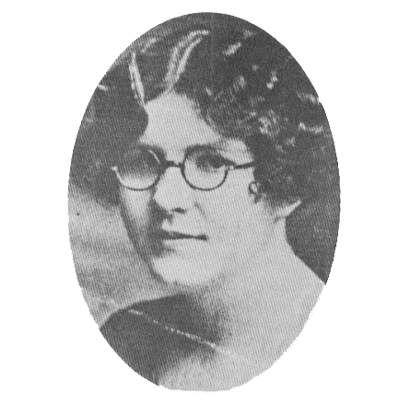 Image description: A black-and-white cameo-style photo of Mildred Barber.